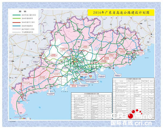 2016年广东省高速公路建设规划图