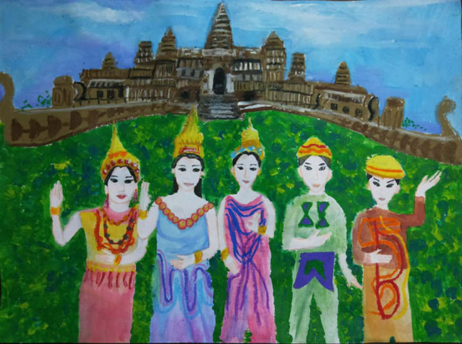 《吴哥窟下话友谊》杨李倞(11岁) 《吴哥窟下话友谊》杨李倞(11岁)_fororder_吴哥窟下话友谊-杨李倞 11岁