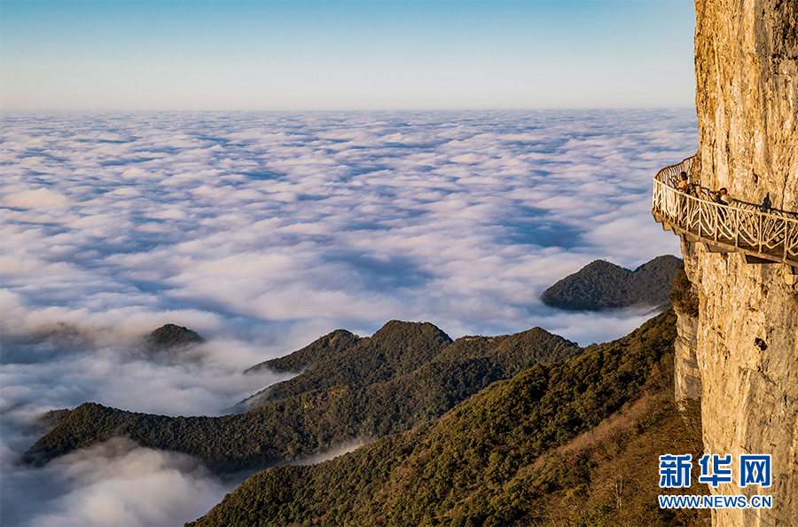 重庆金佛山现云海景观 场面壮观