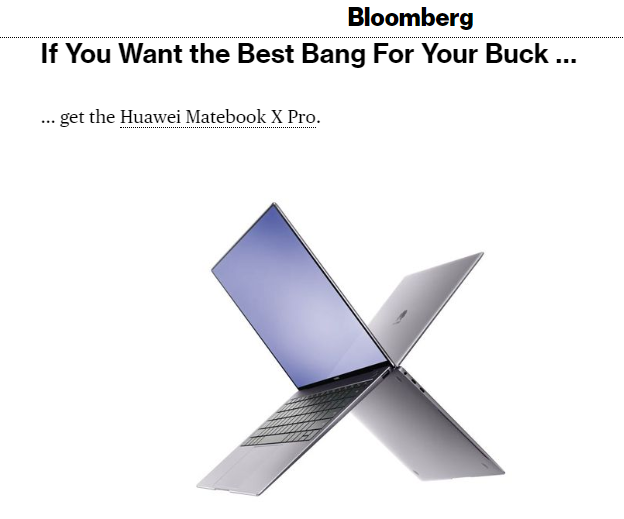 众口一词!彭博社评测华为MateBook X Pro:最适