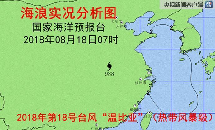黄海东海北部今天7时出现2到2.8米大浪区