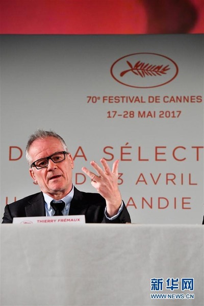 4月13日，在法国巴黎，戛纳电影节艺术总监蒂埃里·弗雷莫出席新闻发布会。 新华社记者 陈益宸 摄