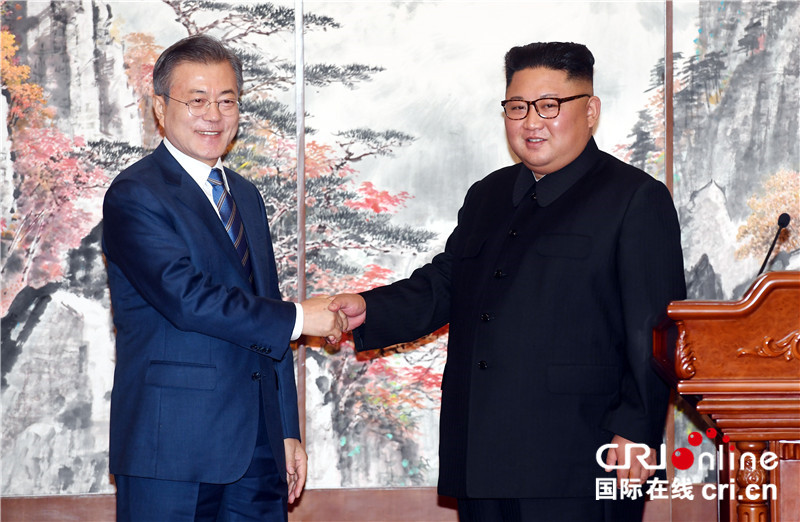 朝鲜国务委员会委员长金正恩与韩国总统文在寅举行联合记者会,介绍