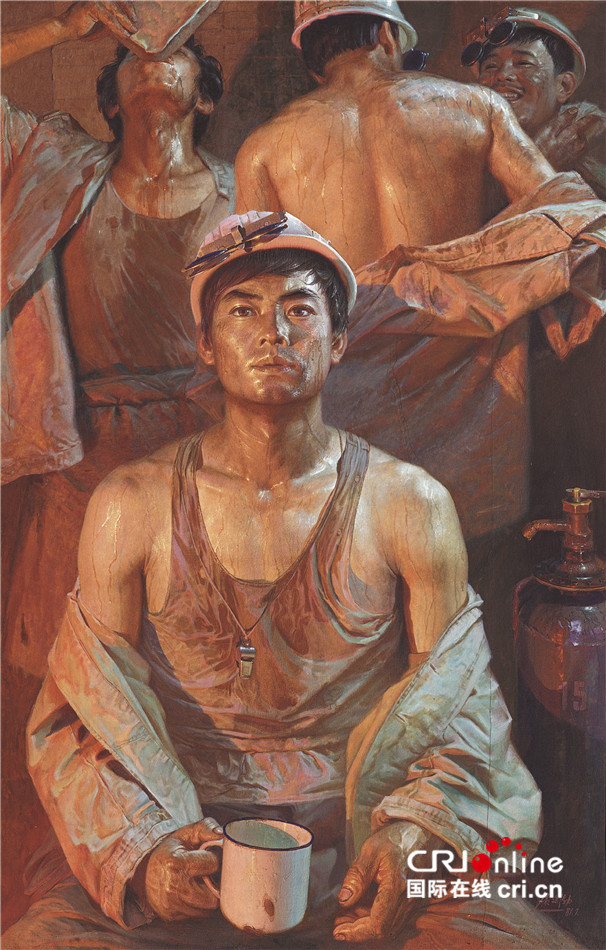 图片默认标题_fororder_广廷渤 钢水•汗水 260cm×168cm 布面油彩 1981 中国美术馆藏