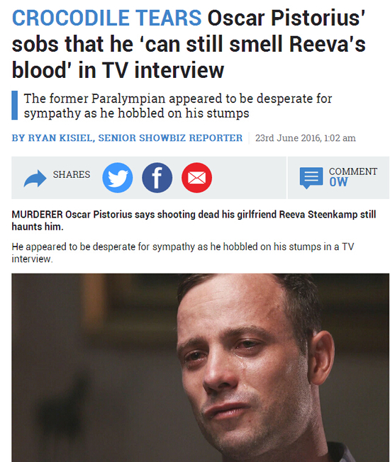 刀锋战士落泪忏悔枪杀女友 英媒讽其鳄鱼眼泪 刀锋战士落泪忏悔枪杀女友 英媒讽其鳄鱼眼泪