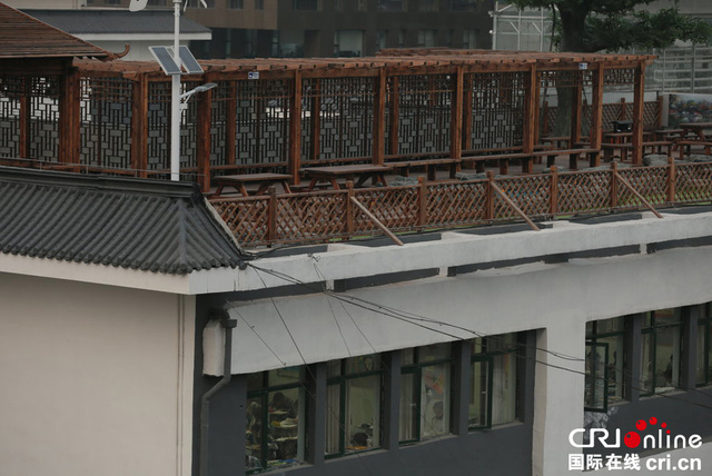 北京八一中学屋顶建环保花园 小桥流水亭台楼阁一应俱全(高清组图)