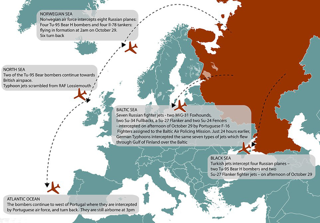 北約戰鬥機1天攔截4批俄軍機 最多一次攔截8架(高清組圖)