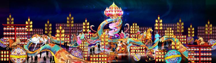 中國年·看西安丨城墻燈會倒計時 有用12萬隻藥瓶注入彩色水組成的大鼎