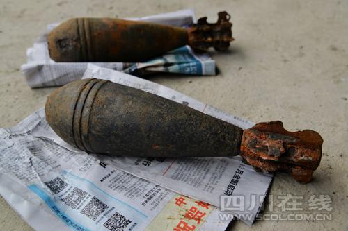四川一河道清淤发现两枚炮弹 属于迫击炮弹