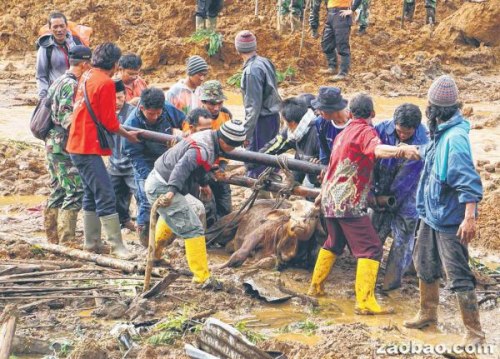 印尼暴雨引发山体滑坡 已致20人死亡近百人失踪