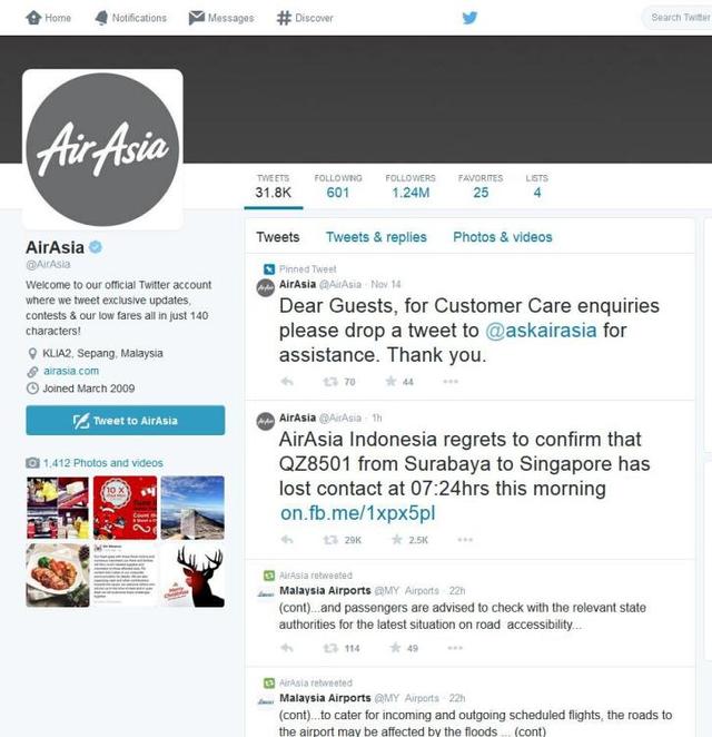 亚航一架印尼飞新加坡客机失联