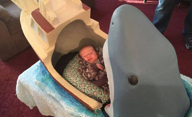 英國男子為侄兒設計"大白鯊吞小船"造型嬰兒床