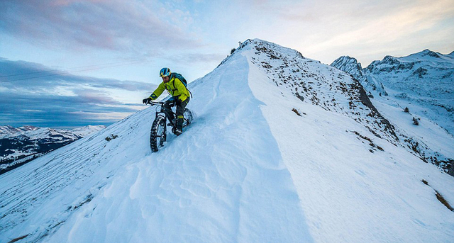 法國男子騎改裝自行車下雪山 挑戰極限