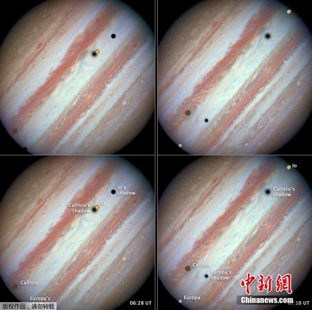 NASA同时观测到木星四大卫星 百年一遇