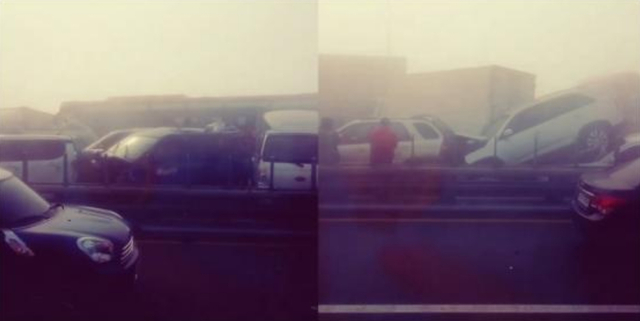韩国高速路大雾造成60辆车追尾 致1死30伤
