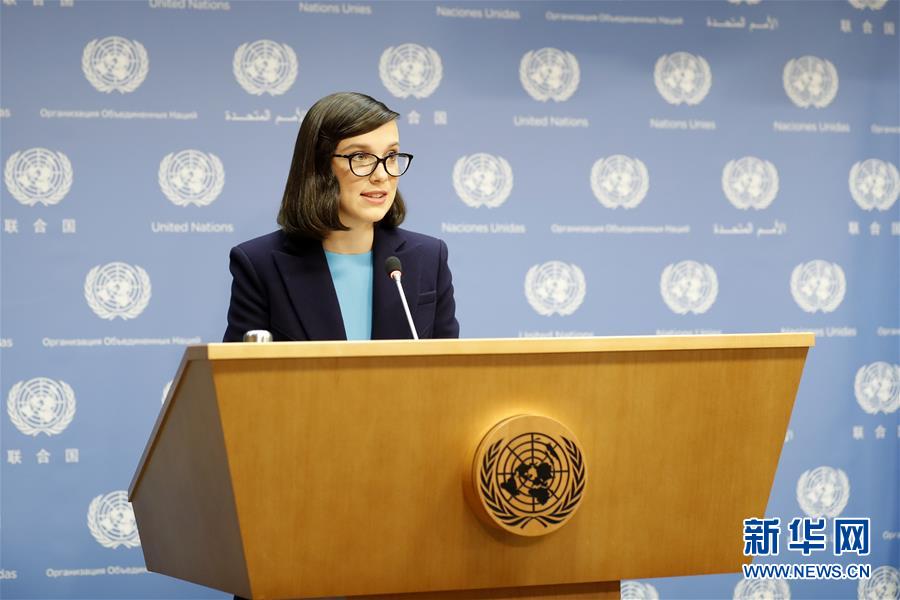 在位于纽约的联合国总部,米莉·博比·布朗出席新闻发布