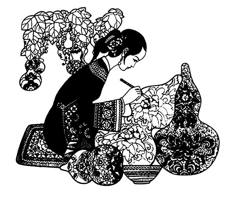 剪纸——东北满族婚俗画葫芦