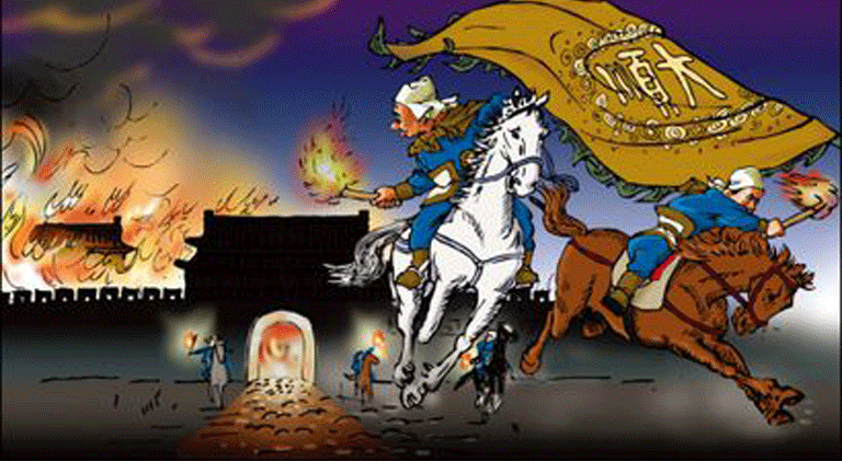 Yanan evi yağmalamak