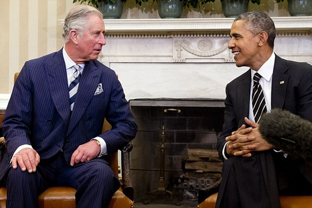 奧巴馬在白宮接見查爾斯王儲夫婦 盛讚英王室影響力
