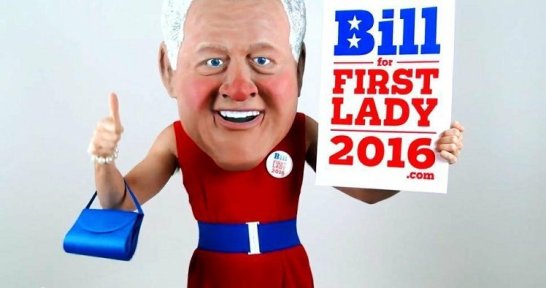希拉裏支持者惡搞克林頓：穿紅裙當“第一夫人”