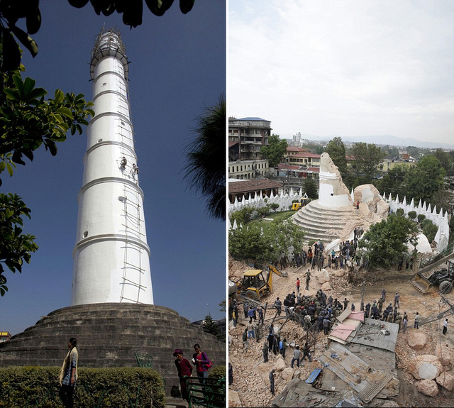 尼泊尔大量古迹在地震中被毁 画面触目惊心