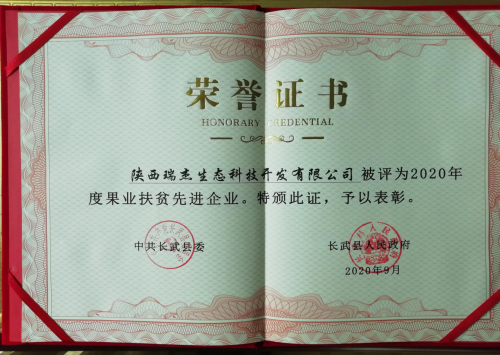 果业扶贫先进企业——陕西瑞杰生态科技发展有限公司