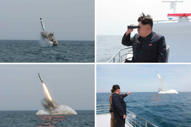 金正恩視察朝鮮新型潛水艇發射彈道導彈