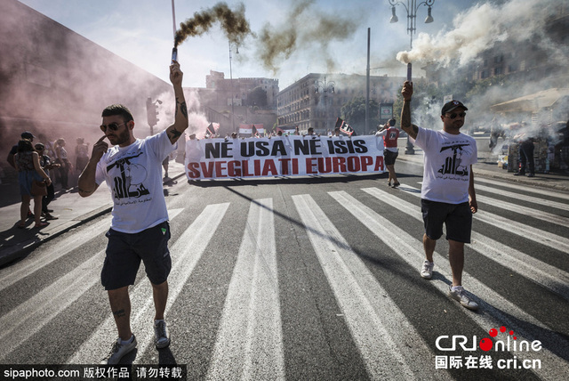 意大利極右翼政黨舉行抗議 反對ISIS在歐洲擴散