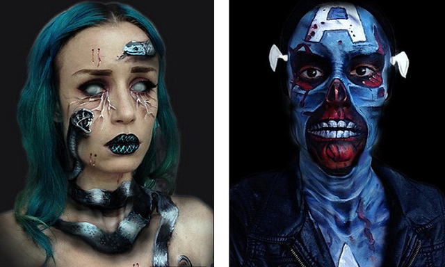 美女變"怪獸":好萊塢女化粧師展示神奇化粧術