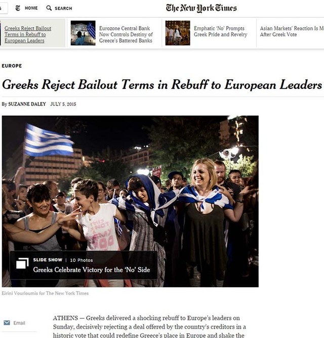 西方媒體看衰希臘公投：更深的動蕩正在逼近