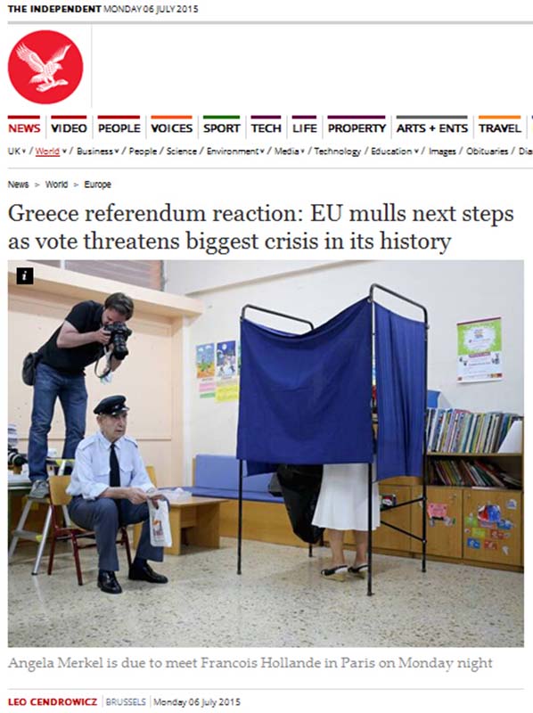 西方媒體看衰希臘公投：更深的動蕩正在逼近