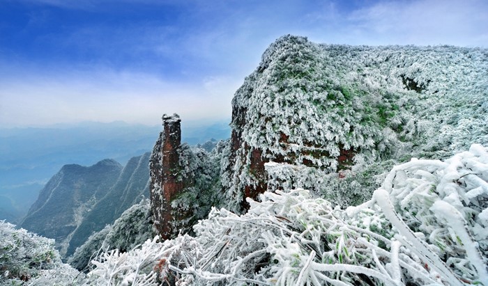 重慶秀山川河蓋景區雪後展美景