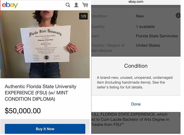 美國女子對工作失望 eBay上出售大學經歷和畢業文憑