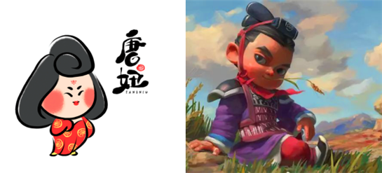 &emsp;陕西动漫产业平台打造的原创动漫形象唐妞(左一)与秦风小子(供