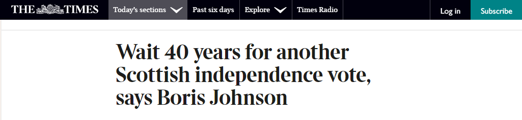 蘇格蘭欲公投“脫英入歐” 約翰遜：再等40年吧！