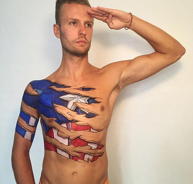超现实人体彩绘艺术:撕裂皮肤变身超级英雄