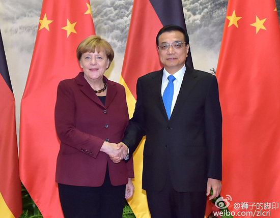 中德总理举行会谈 默克尔表示对中国经济充满信心