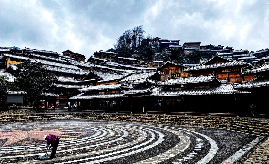 贵州西江千户苗寨：雪景迷人（组图）