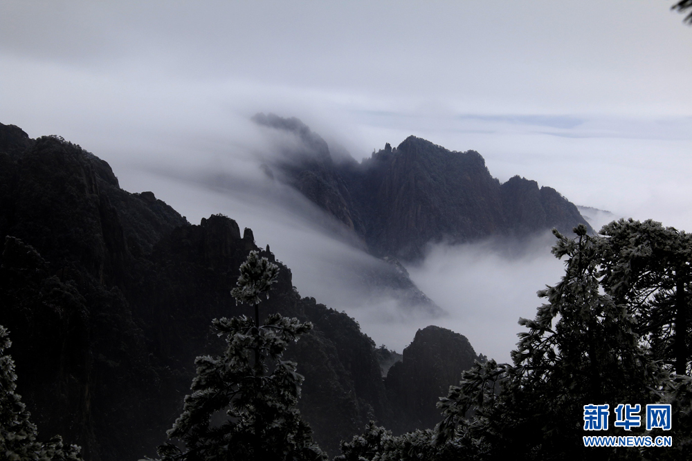 安徽黄山：流云度山海 飞雪又春风