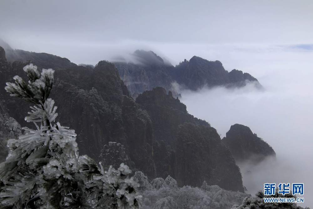 安徽黄山：流云度山海 飞雪又春风