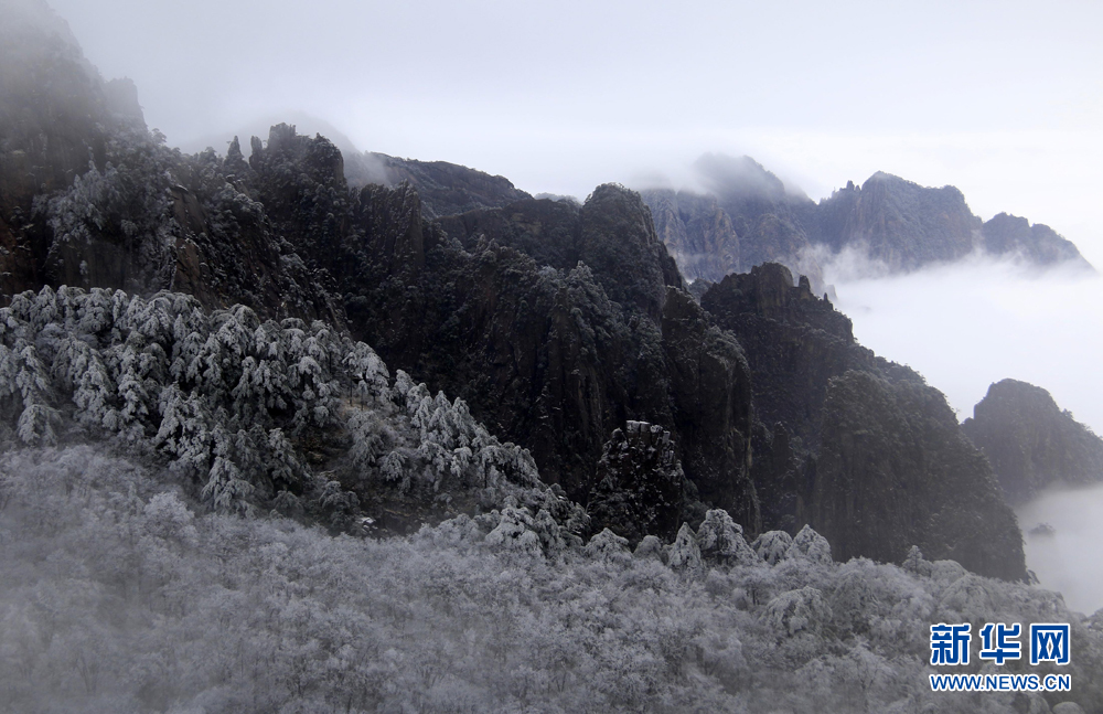 安徽黄山：流云度山海 飞雪又春风