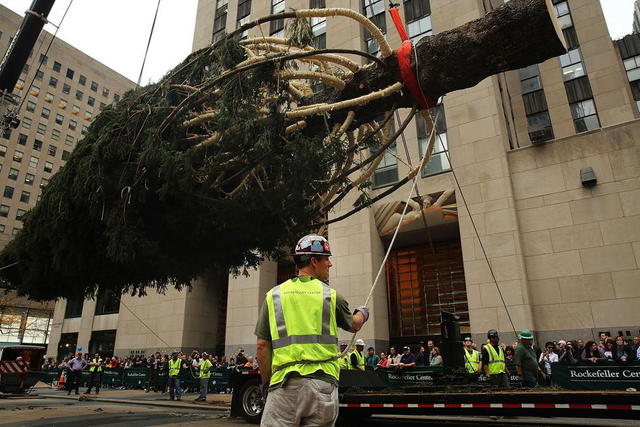 10吨重“超级圣诞树”亮相美国纽约