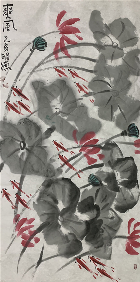 朱明德的水墨鱼是一个特色