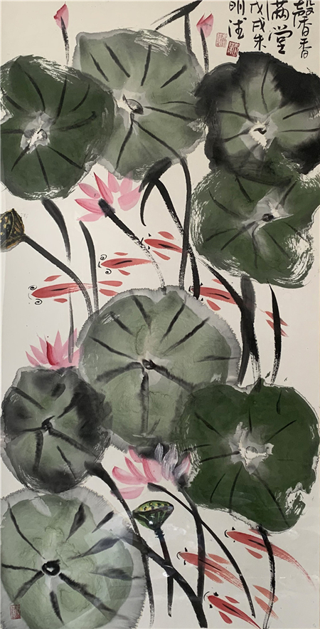 朱明德的水墨鱼是一个特色