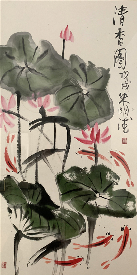 朱明德的水墨鱼是一个特色