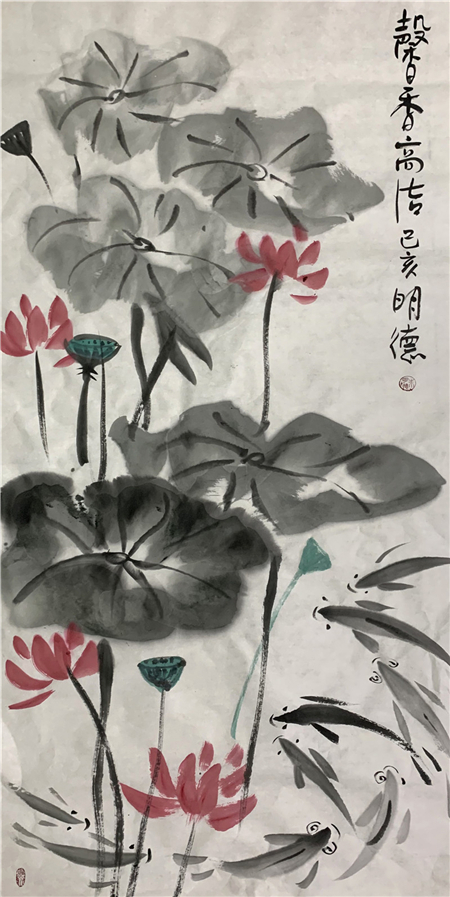 朱明德的水墨鱼是一个特色