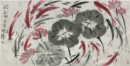 朱明德的水墨鱼是一个特色