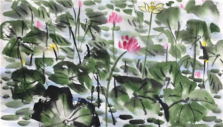 朱明德的水墨鱼是一个特色