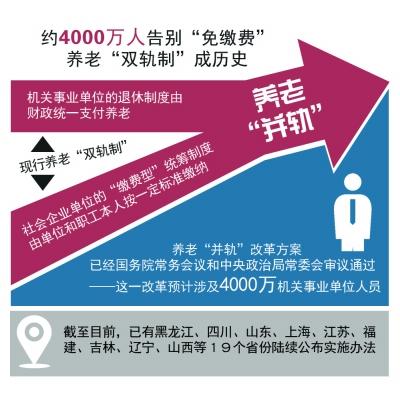 中國已有19省份公佈養老制度“並軌”實施辦法