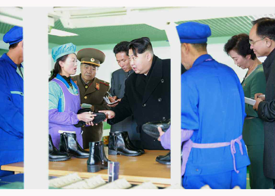 金正恩视察朝鲜皮鞋厂 左手缠绷带疑似受伤